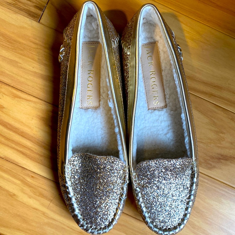 Jack Rogers Gold Glitter Loafers